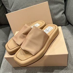 NEW Loeffler Randall cloth & leather beige neutral sandals
